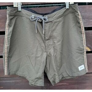 Rhythm Men's Green Swim Trunks Shorts Stripe Nylon Beach Size 36
